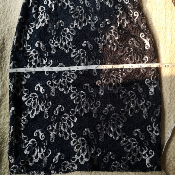 Vero Moda Navy Blue & Silver lace dress S - Picture 5 of 12